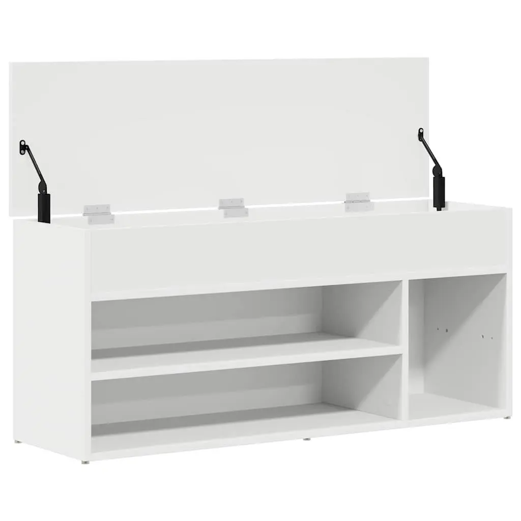 Shoe Bench White Storage Organiser Seating Entryway Hallway Footwear Rack 102 x 30.5 x 45 cm