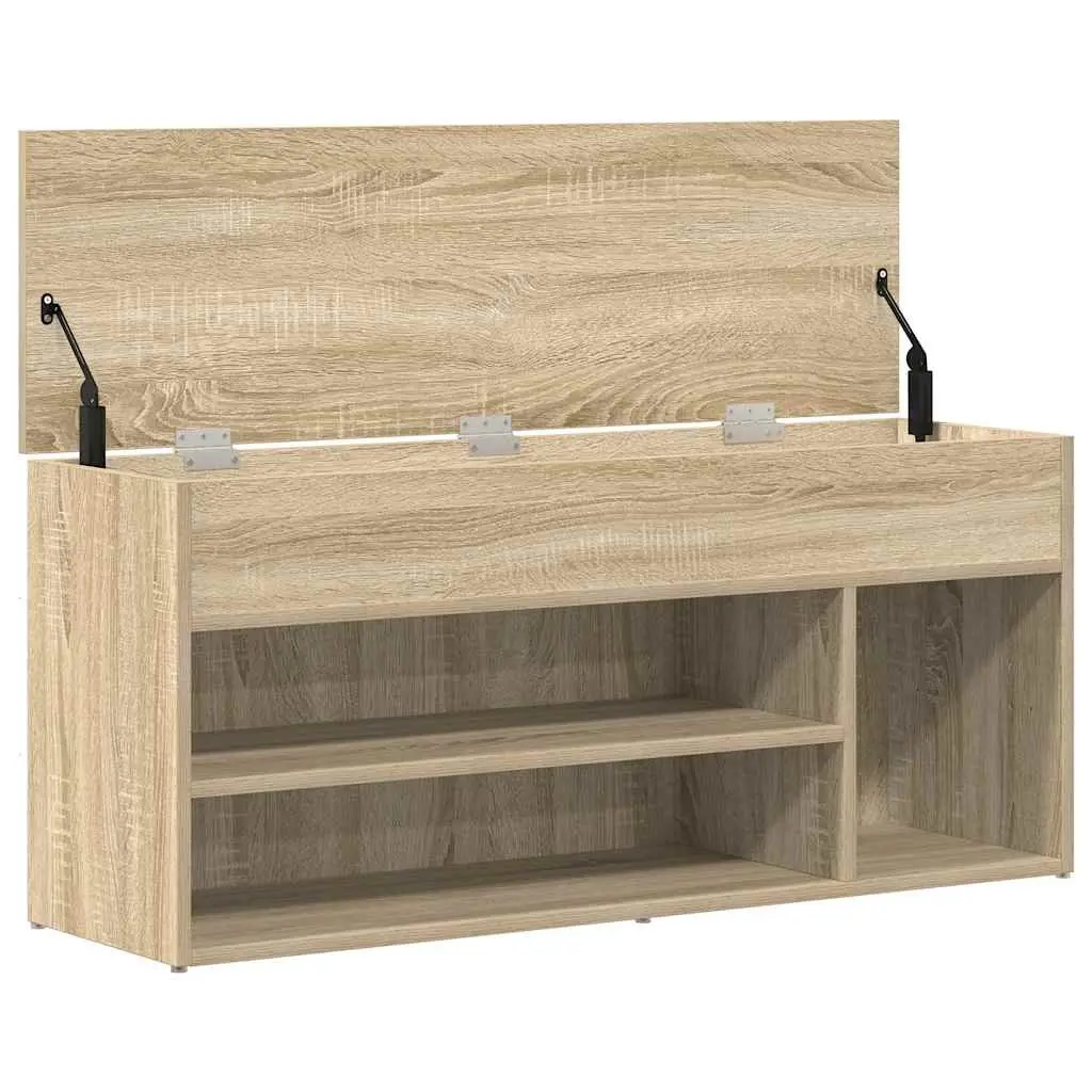 Shoe Bench Storage Seating Organiser Cabinet 102x30.5x45cm Brown Engineered Wood