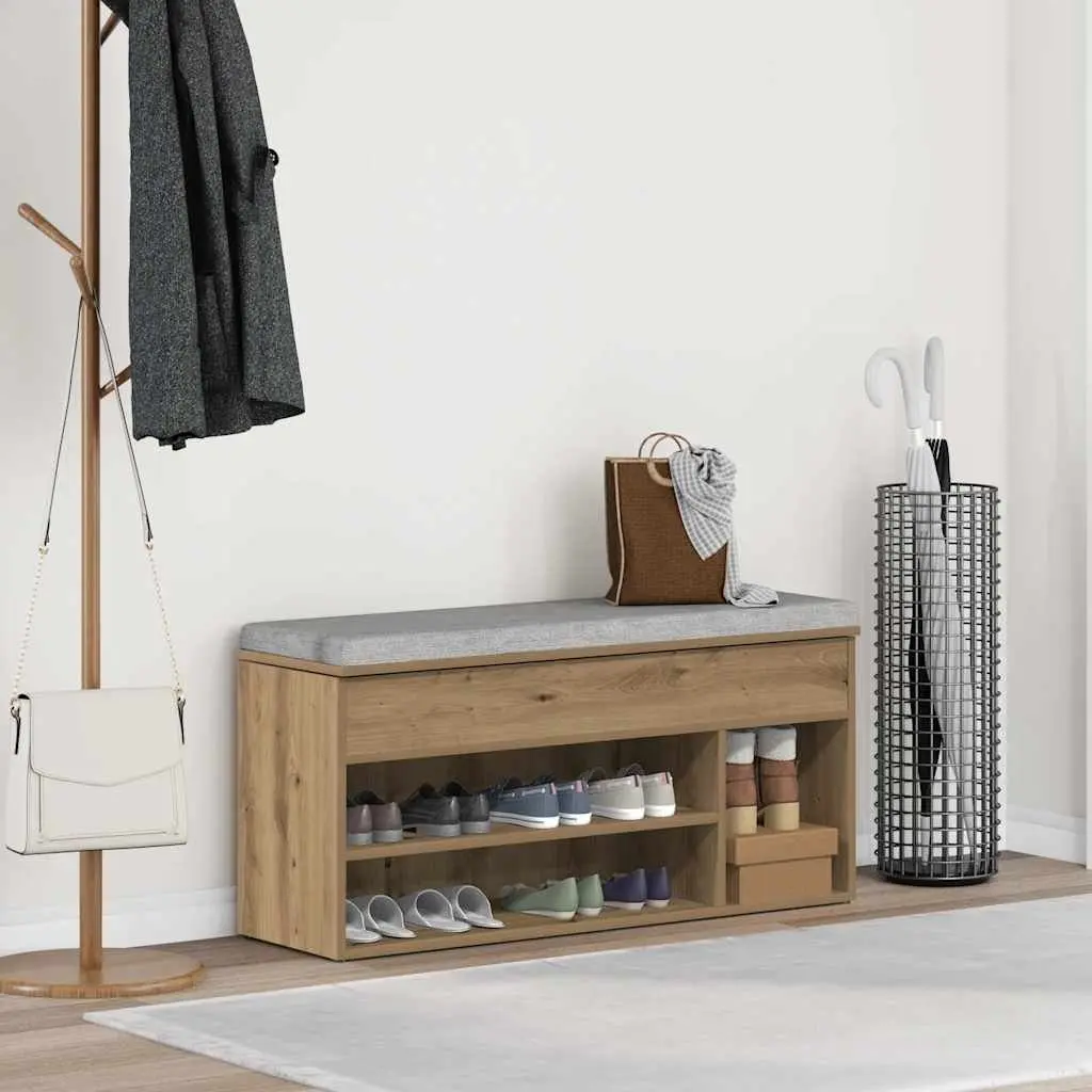 Shoe Bench Storage Seating Cabinet 102x30.5x45cm Brown