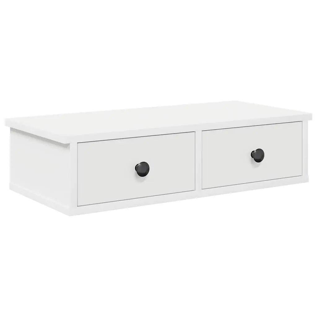 White Wall Shelf with Drawers for Home Organization