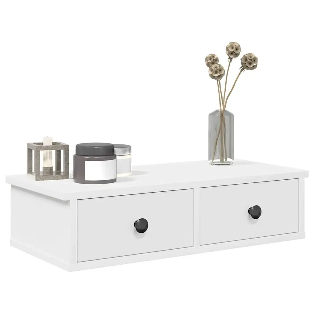 White Wall Shelf with Drawers for Home Organization