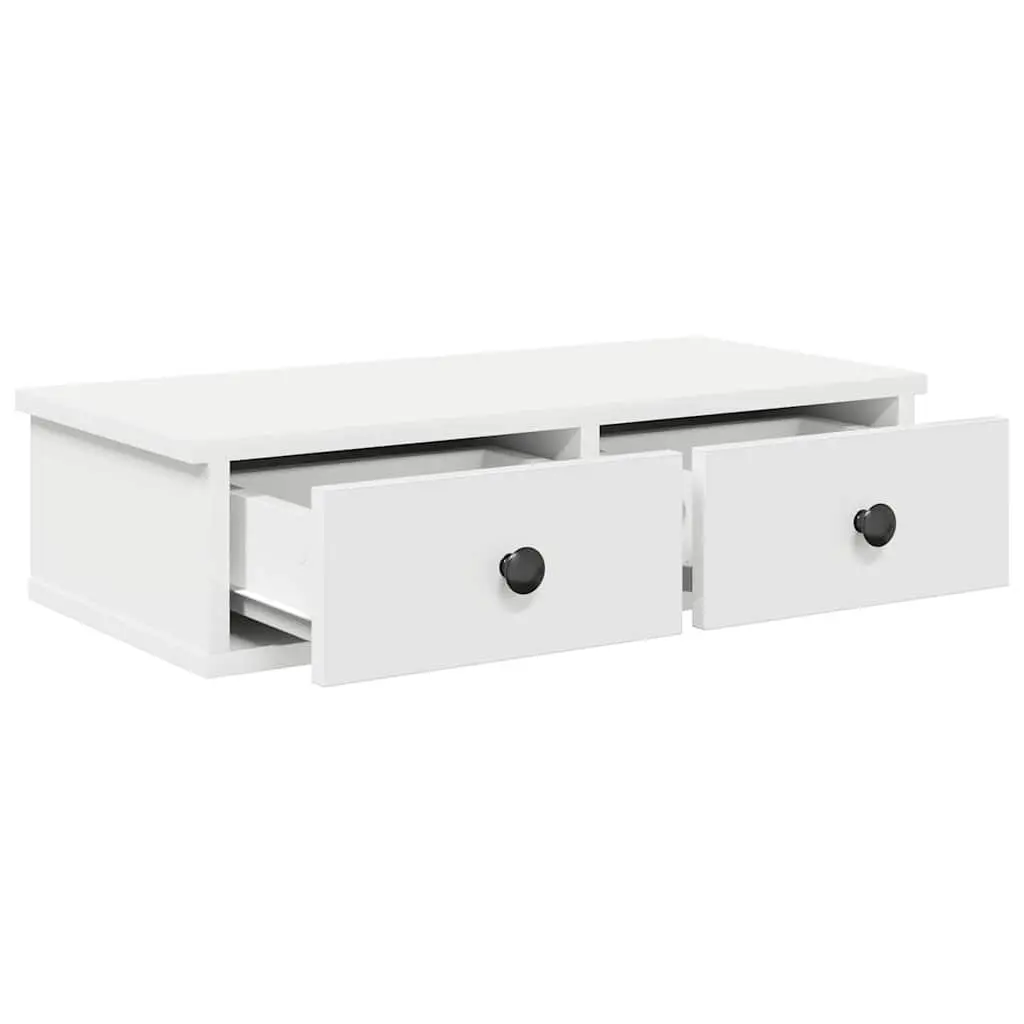 White Wall Shelf with Drawers for Home Organization