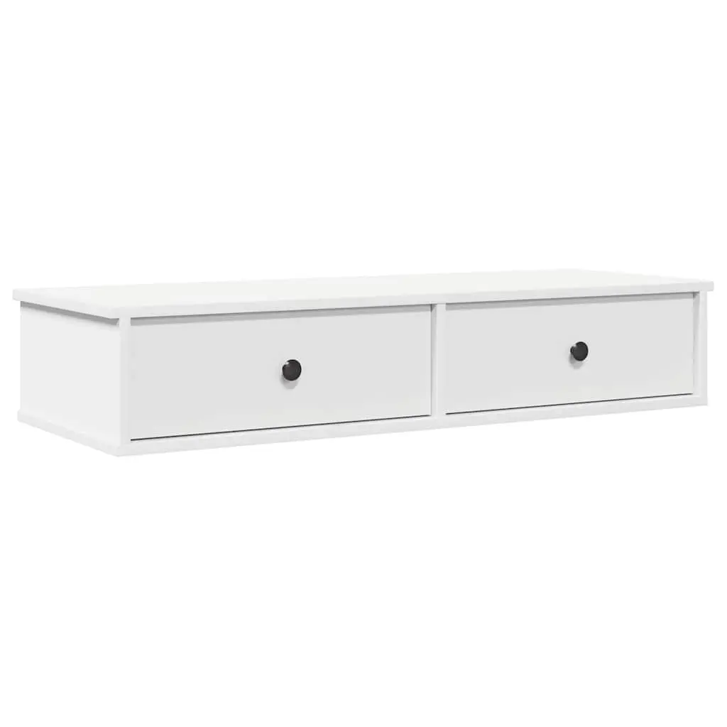 Wall Shelf with Drawers Storage Cabinet 100x37.5x19 cm White Engineered Wood