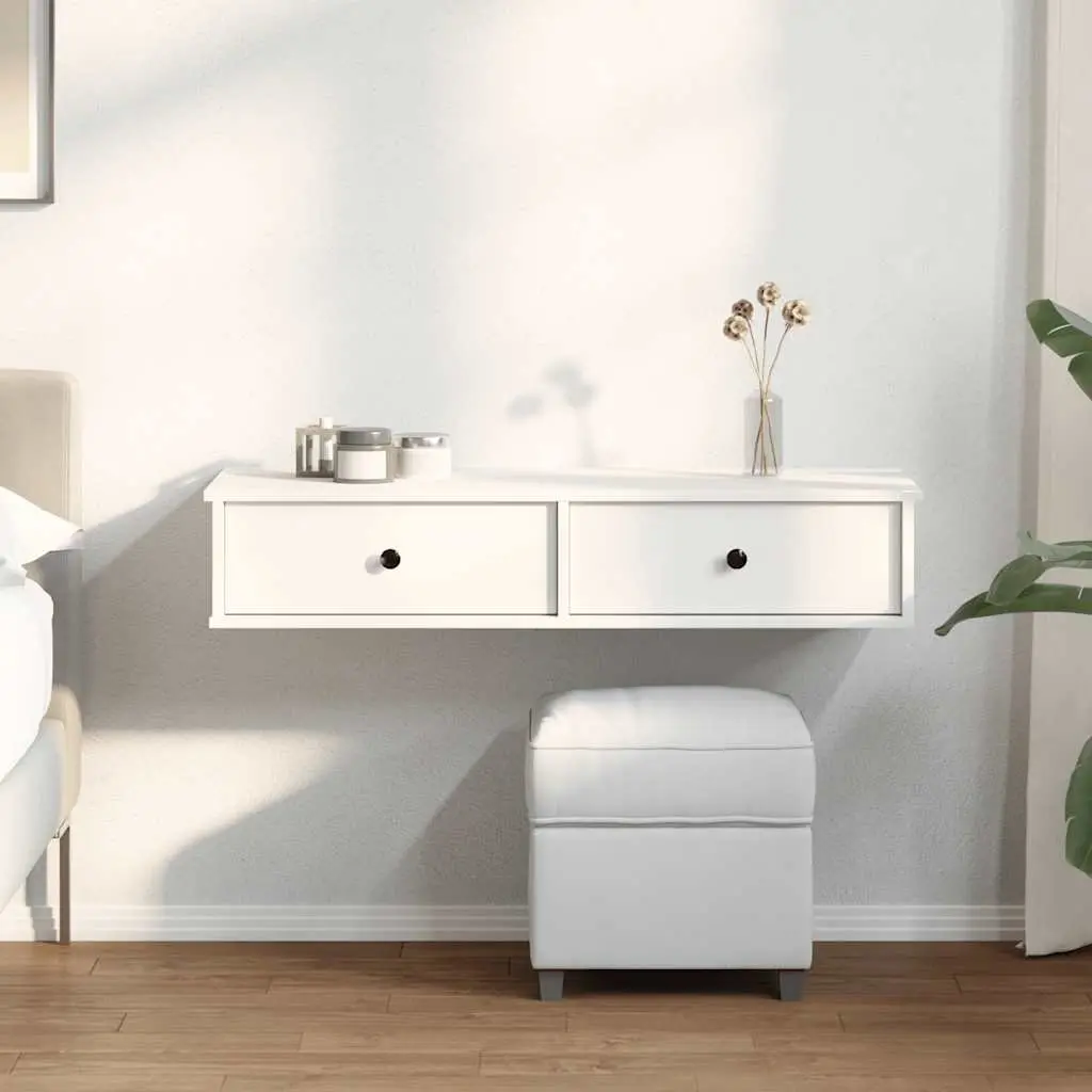 Wall Shelf with Drawers Storage Cabinet 100x37.5x19 cm White Engineered Wood