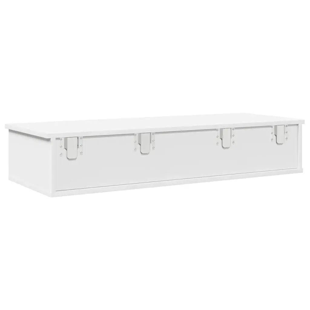 Wall Shelf with Drawers Storage Cabinet 100x37.5x19 cm White Engineered Wood