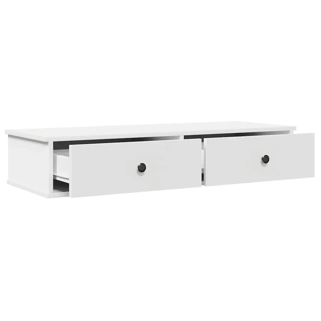 Wall Shelf with Drawers Storage Cabinet 100x37.5x19 cm White Engineered Wood