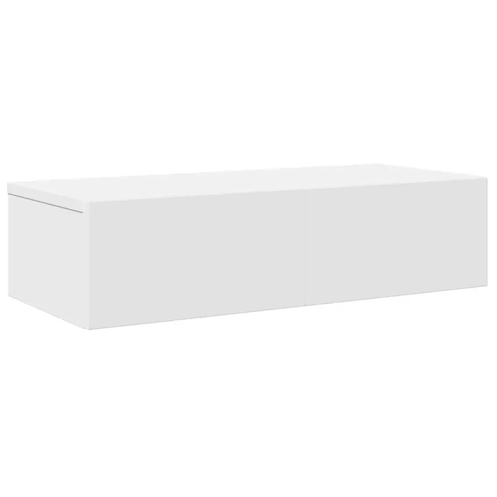 Wall Shelf with Drawers Storage Cabinet Floating Organiser 60 x 26.5 x 15 cm White