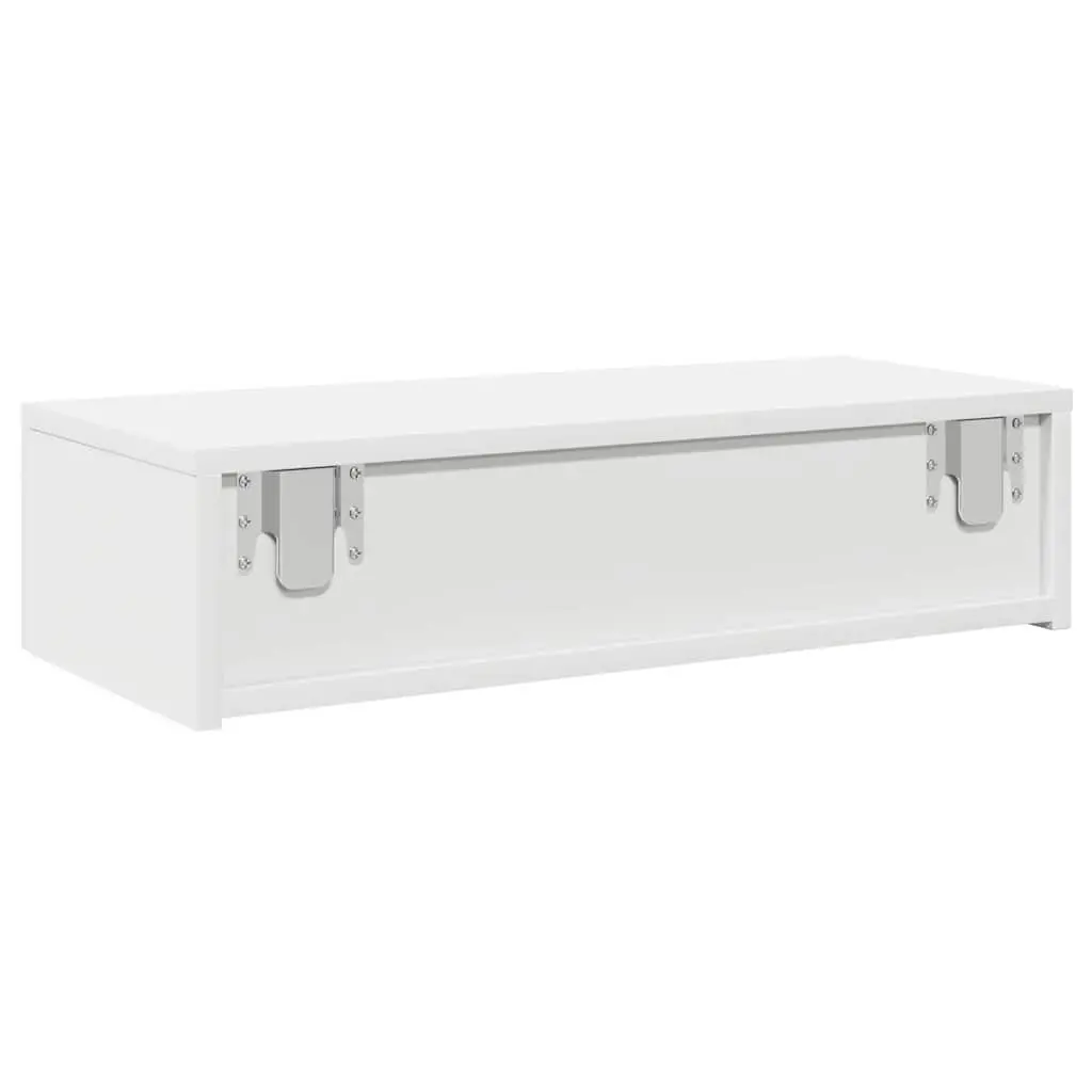 Wall Shelf with Drawers Storage Cabinet Floating Organiser 60 x 26.5 x 15 cm White