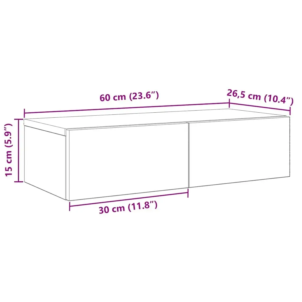 Wall Shelf with Drawers Storage Cabinet Floating Organiser 60 x 26.5 x 15 cm White