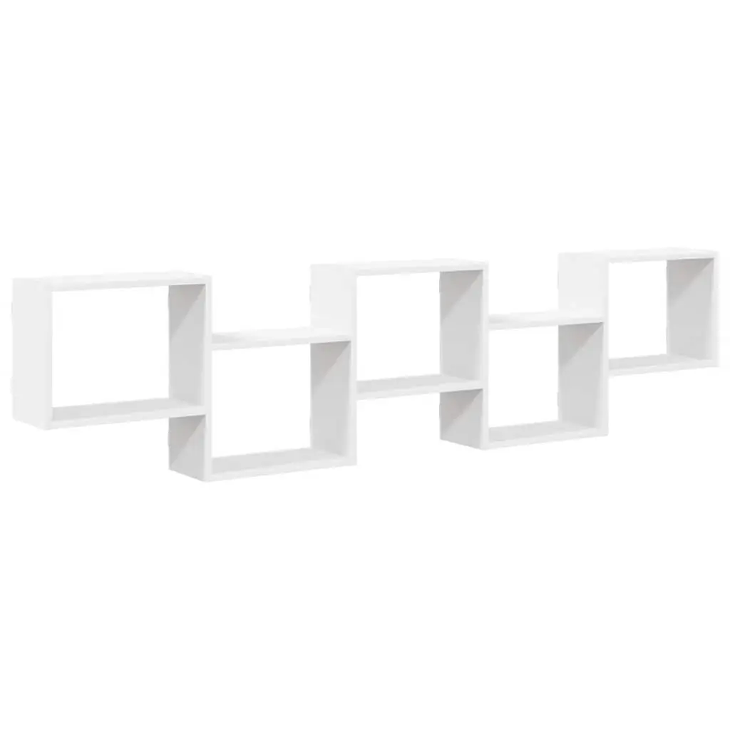 White Wall Cube Shelf with 5 Storage Compartments