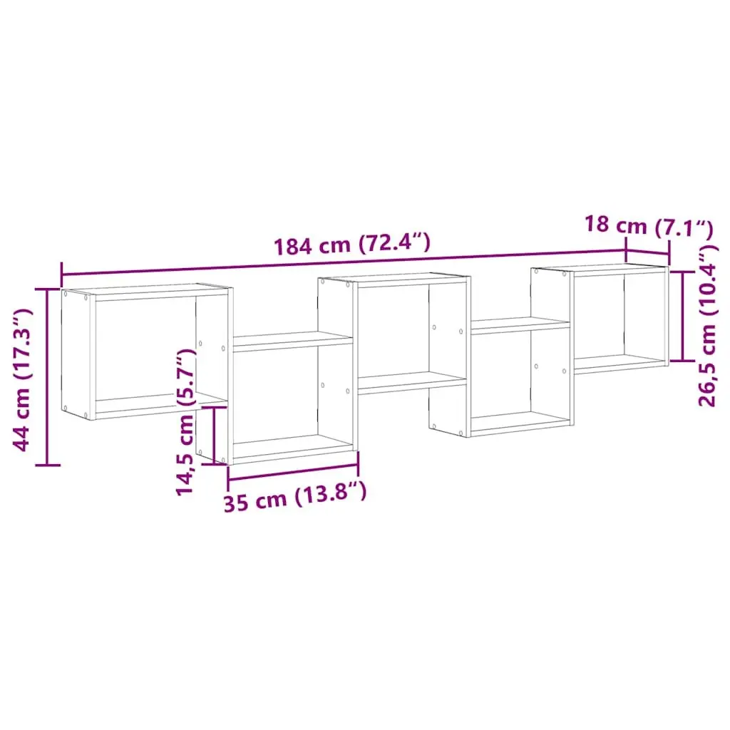 White Wall Cube Shelf with 5 Storage Compartments