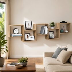 Practical Floating Wall Shelf with 5 Compartments