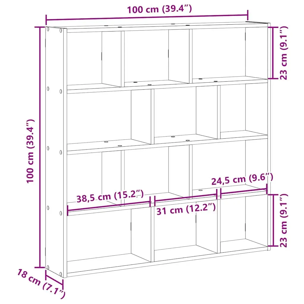 Floating Shelf with 12 Compartments for Home Use
