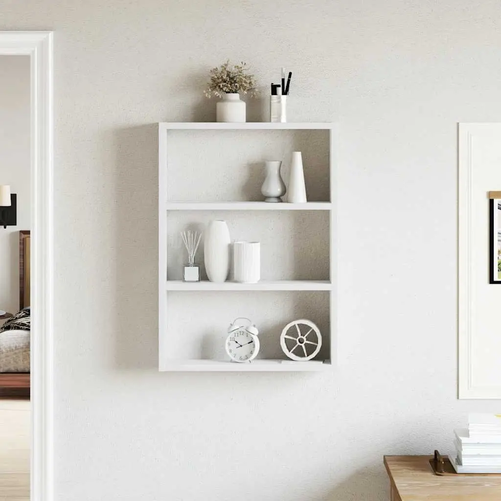 Wall Shelf Storage Organiser 43x9x60cm White Floating Engineered Wood