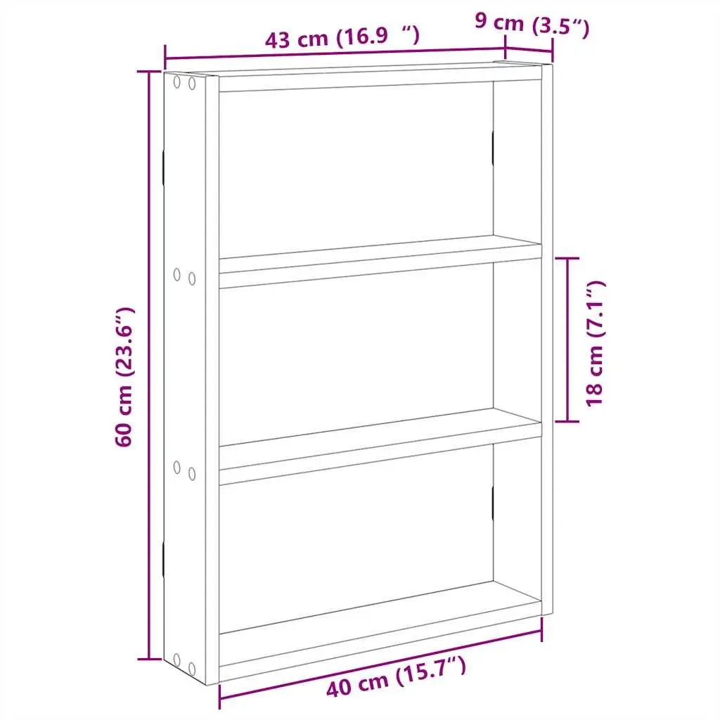 Wall Shelf Storage Organiser 43x9x60cm White Floating Engineered Wood