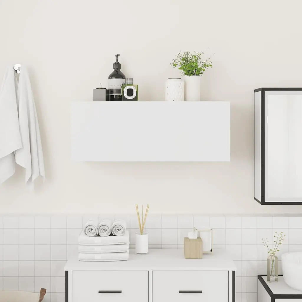 Bathroom Wall Cabinet Storage Engineered Wood 80x25x30cm White