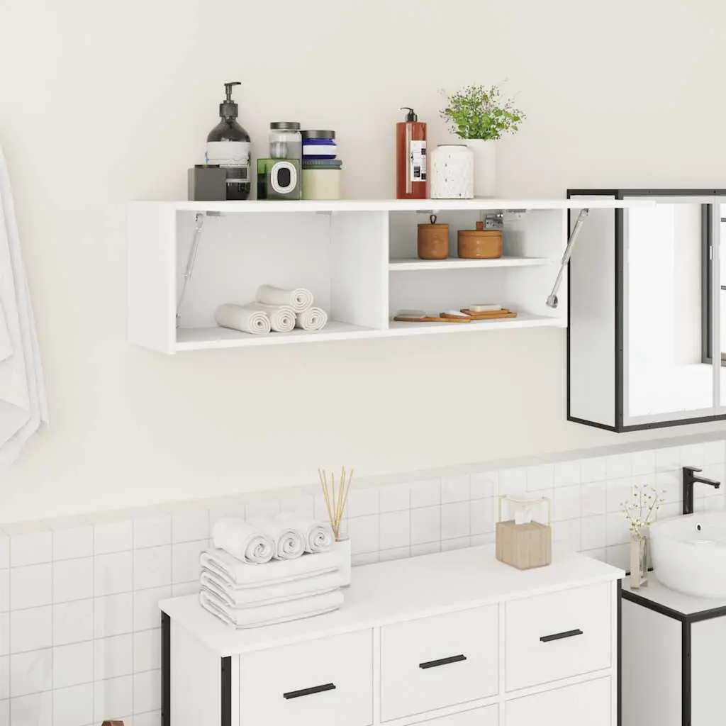 Bathroom Wall Cabinet Storage Unit 100x25x30 cm White Engineered Wood