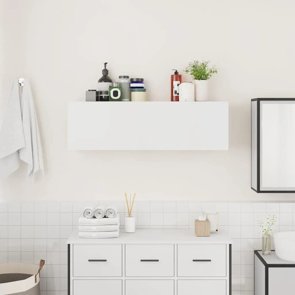 Bathroom Wall Cabinet Storage Unit 100x25x30 cm White Engineered Wood