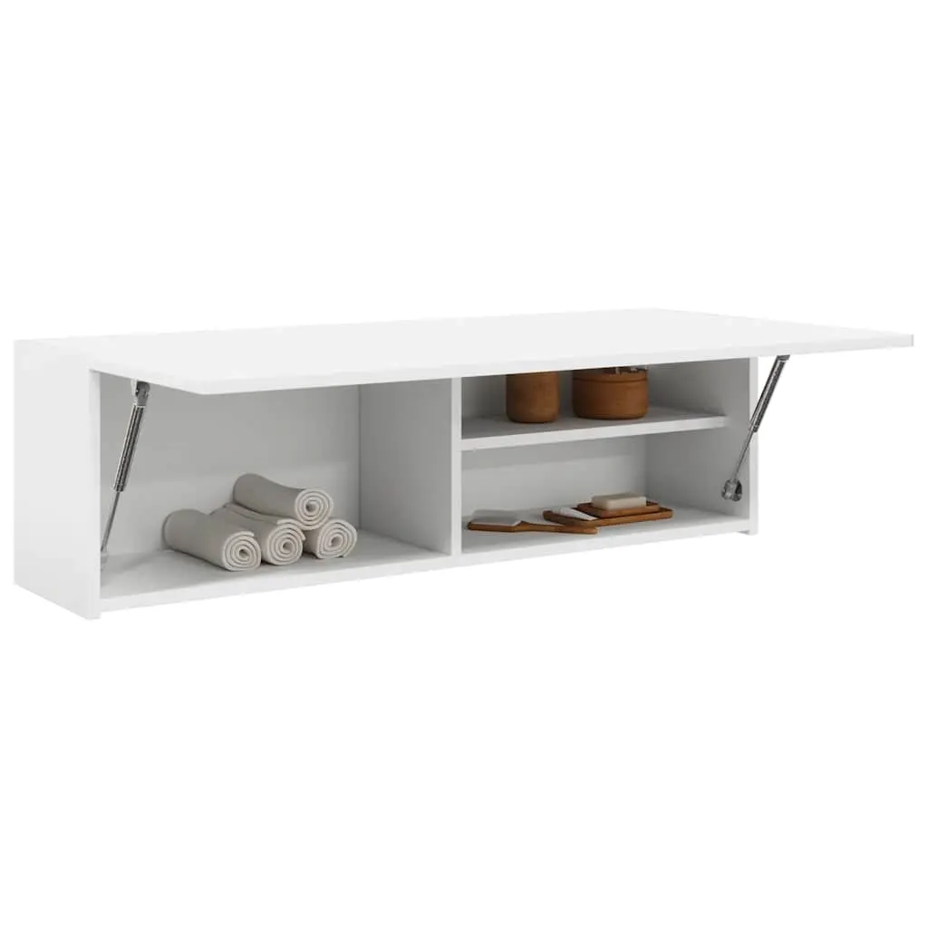 Bathroom Wall Cabinet Storage Unit 100x25x30 cm White Engineered Wood