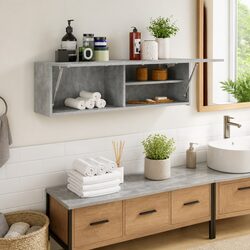 Bathroom Wall Cabinet Grey 100x25x30 cm Storage Vanity Unit Engineered Wood