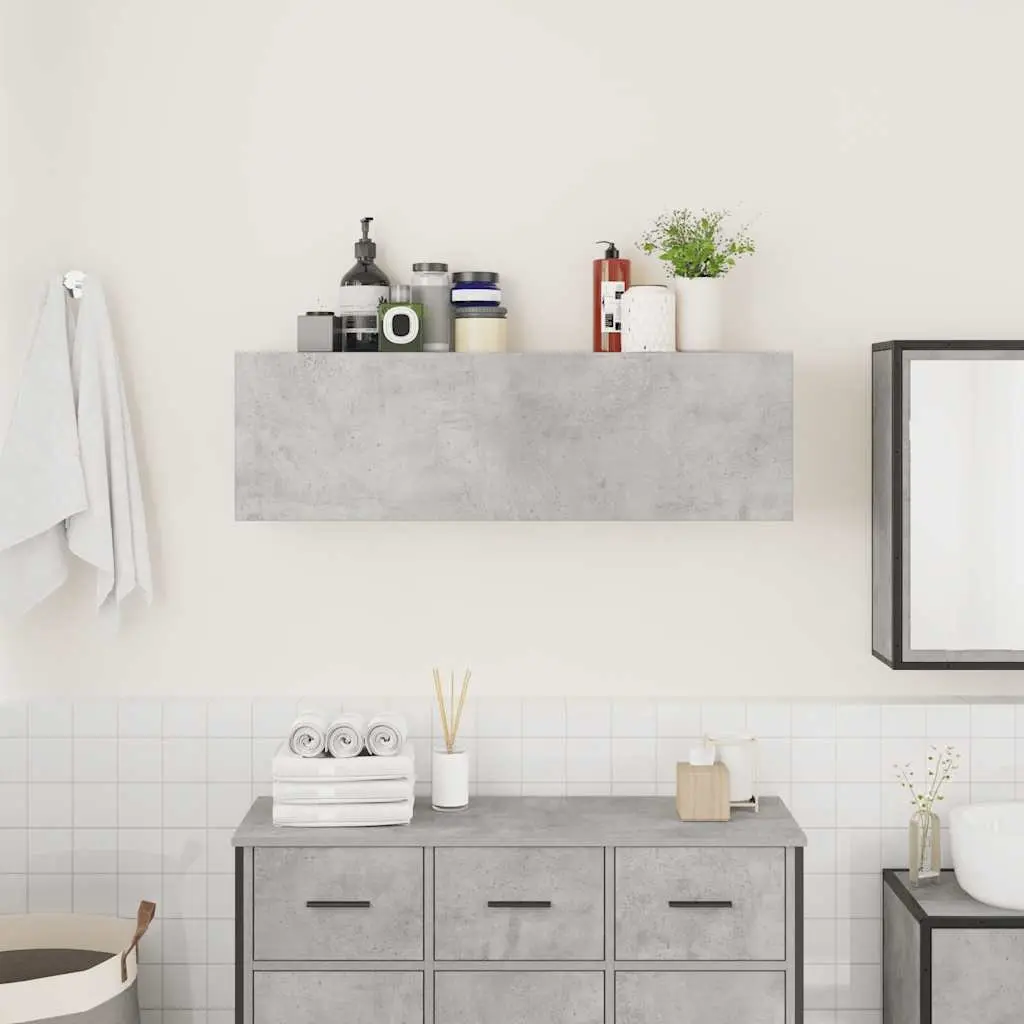 Bathroom Wall Cabinet Storage 100x25x30 cm Grey Engineered Wood