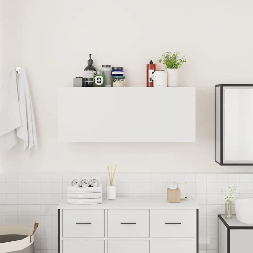 Bathroom Cabinet Storage Unit White Engineered Wood 100x25x40cm