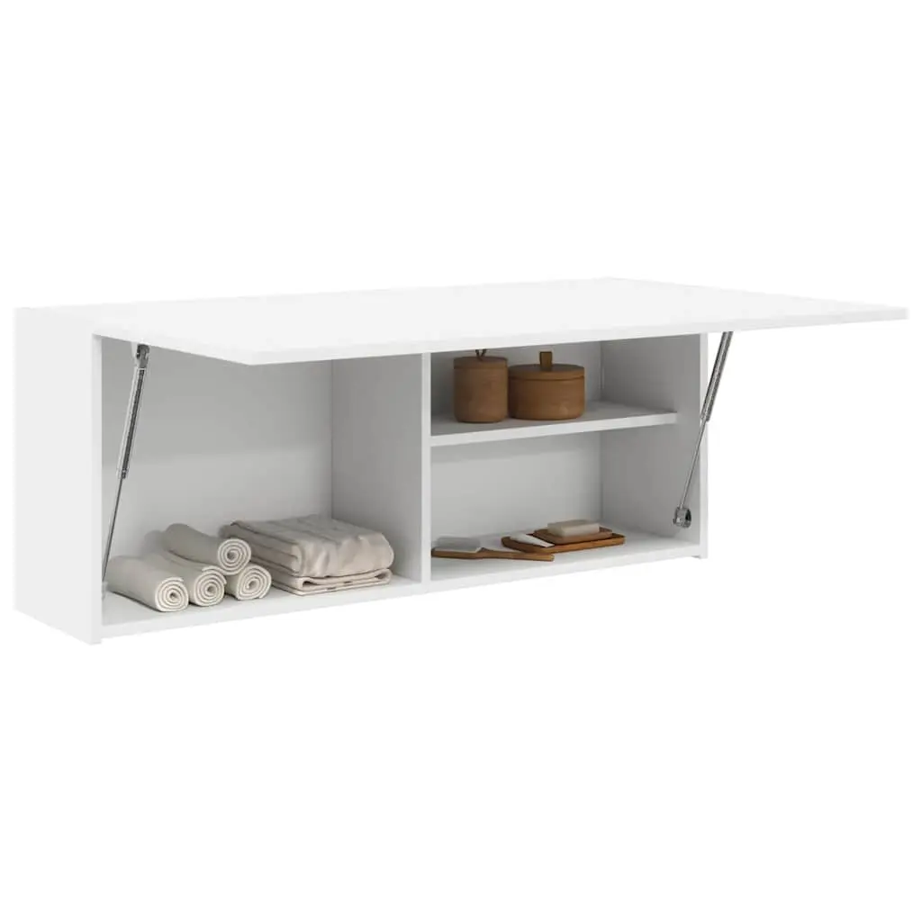 Bathroom Cabinet Storage Unit White Engineered Wood 100x25x40cm