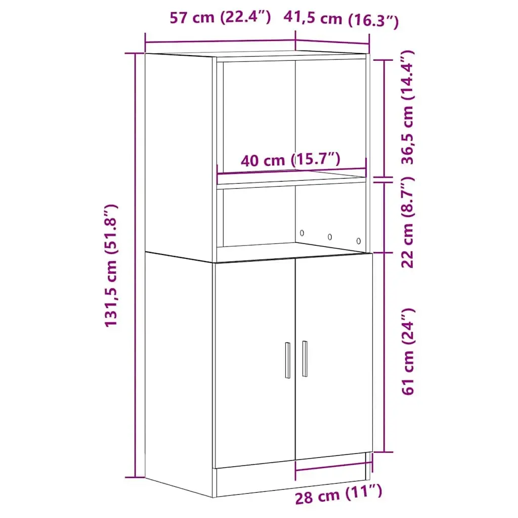 Kitchen Cabinet White Storage Unit Engineered Wood Cupboard Shelves Doors