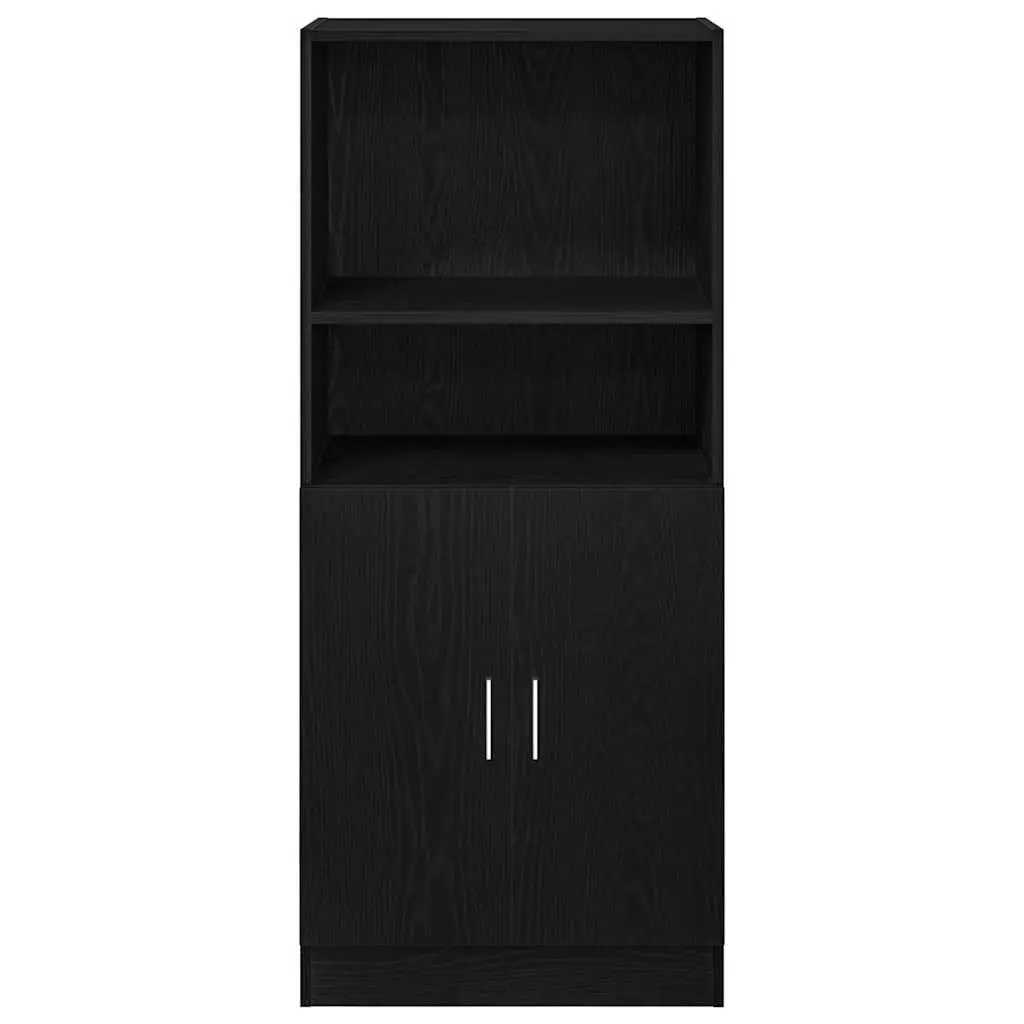Kitchen Cabinet Black Storage Organizer Engineered Wood Cupboard with Doors 57 x 41.5 x 131.5 cm