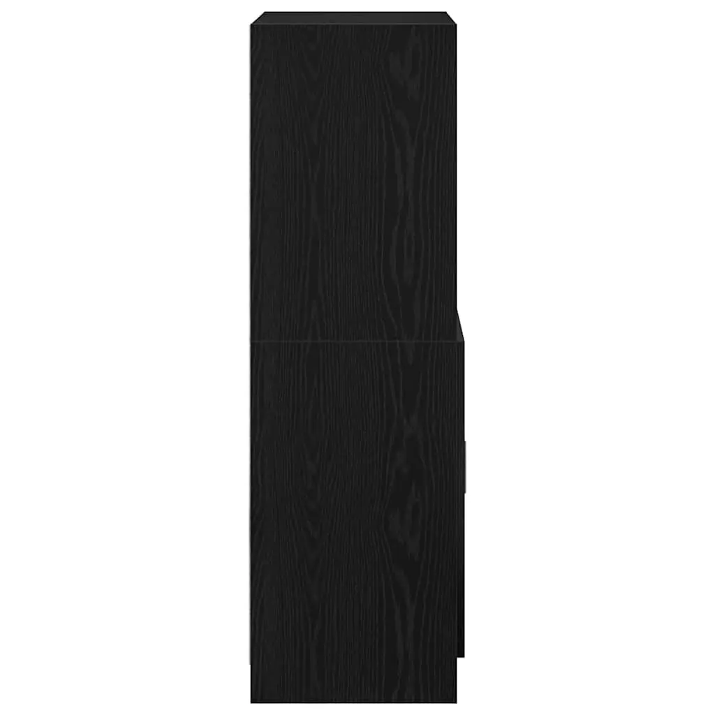 Kitchen Cabinet Black Storage Organizer Engineered Wood Cupboard with Doors 57 x 41.5 x 131.5 cm