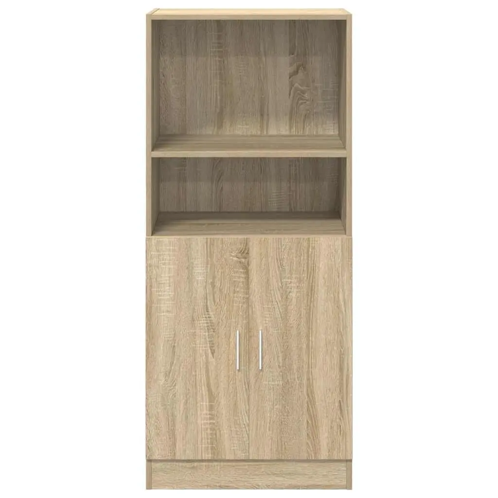 Brown Kitchen Cabinet Storage Organizer Engineered Wood 57x41.5x131.5cm with Open Shelves and Bottom Cabinet