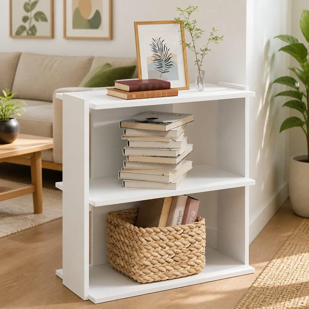 3-Tier Bookcase Storage Shelving Unit Display Organiser 60x30x60cm White