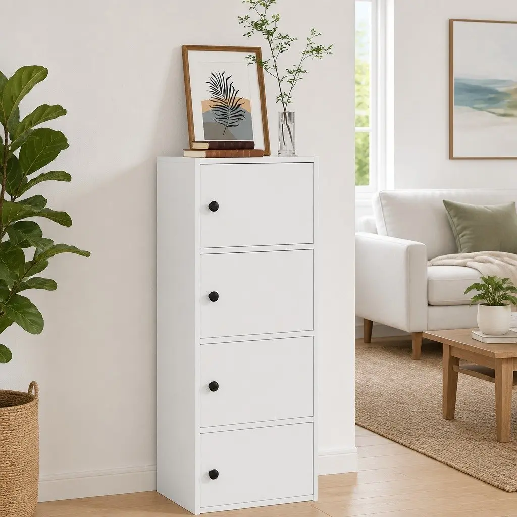 White Bookcase with Ample Storage 40x24x102cm