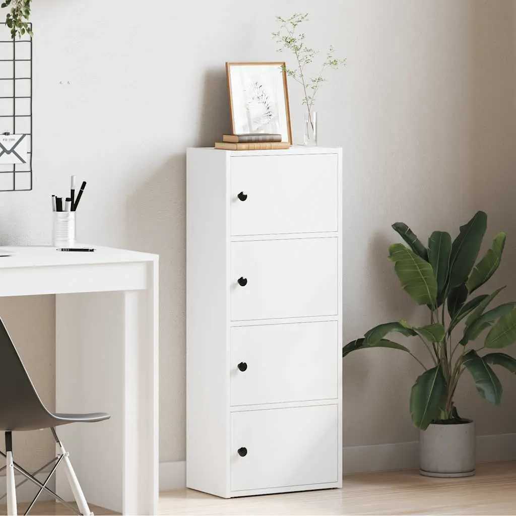 White Bookcase with Ample Storage 40x24x102cm