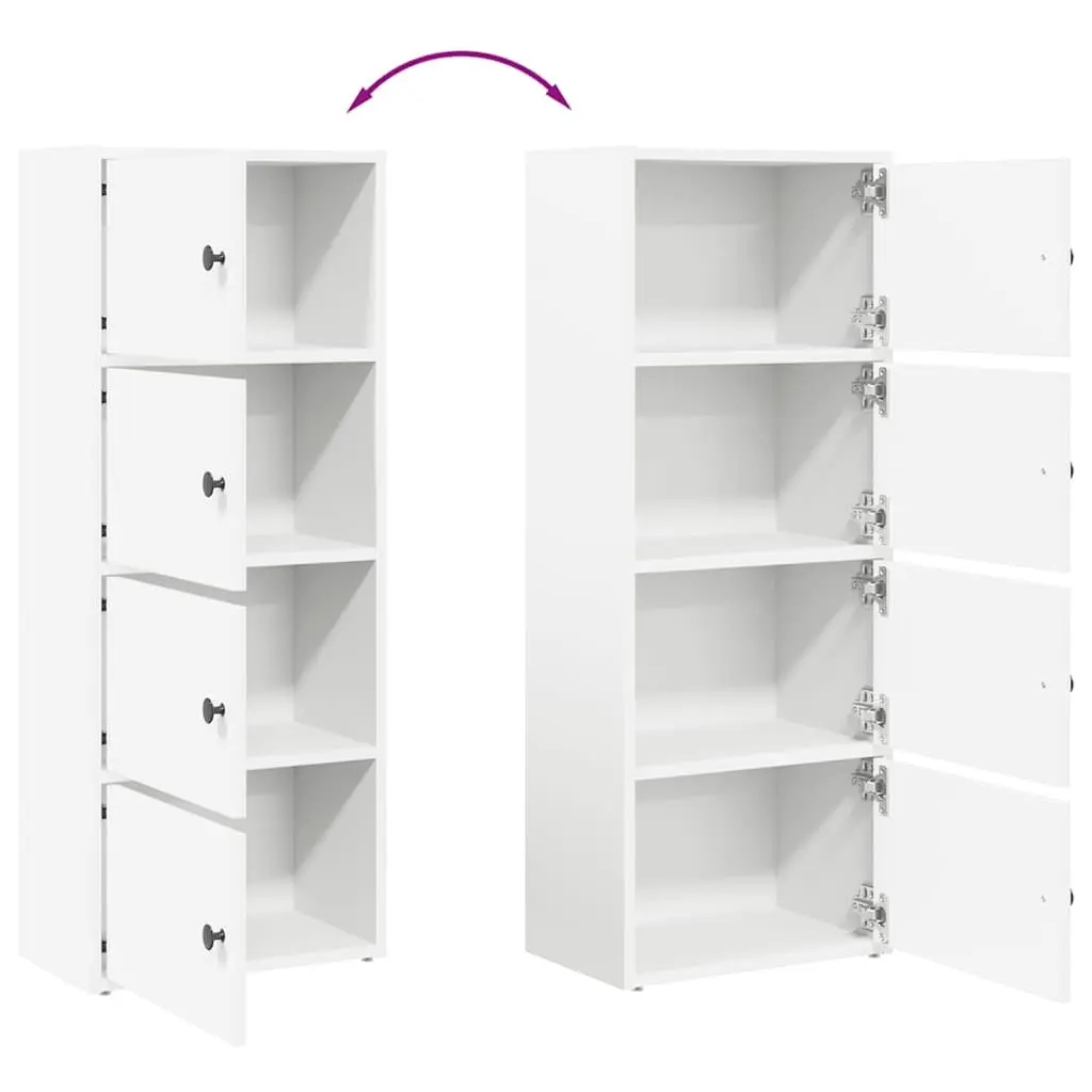 White Bookcase with Ample Storage 40x24x102cm