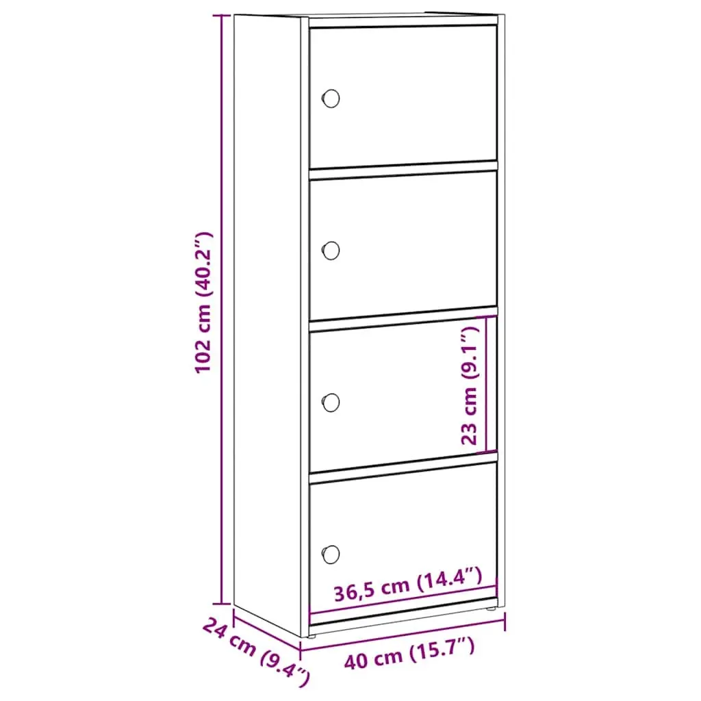 White Bookcase with Ample Storage 40x24x102cm