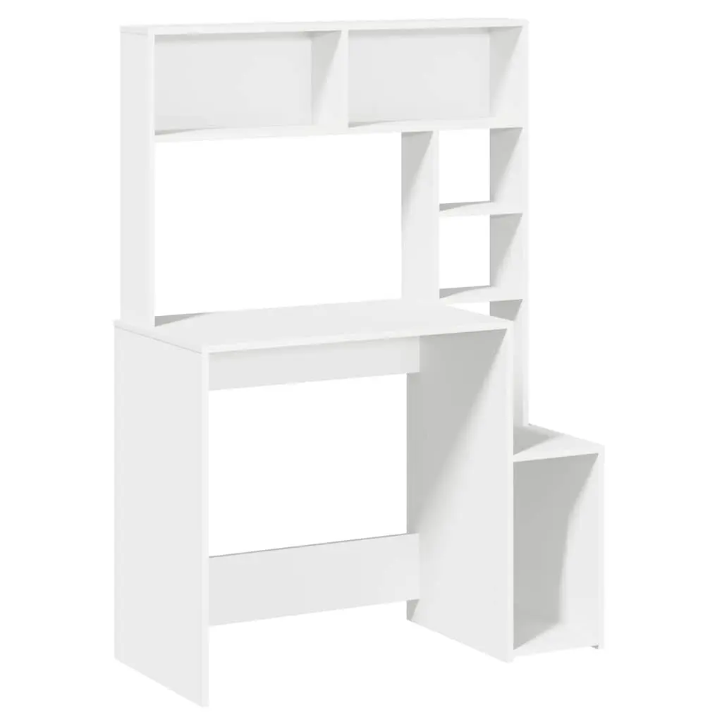 White Desk with Storage Shelves
