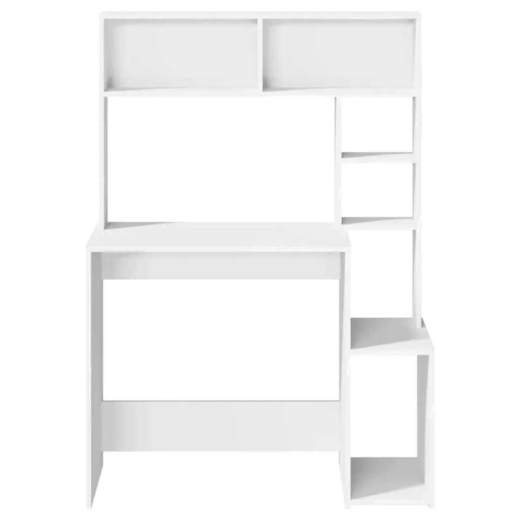 White Desk with Storage Shelves