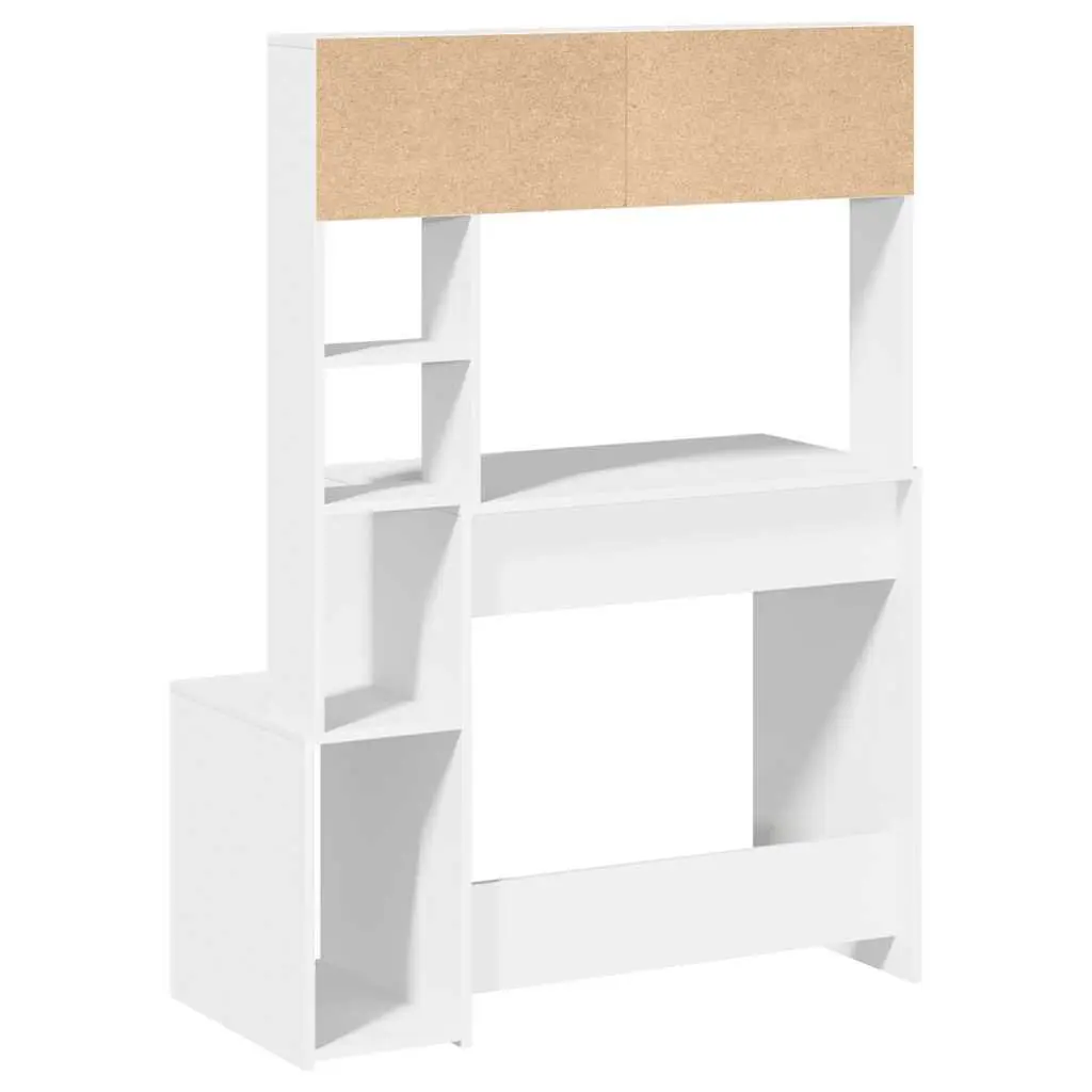 White Desk with Storage Shelves