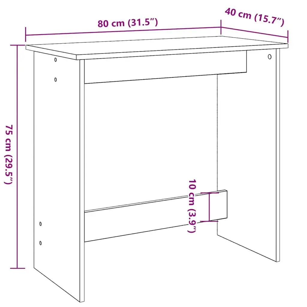 Writing Desk Office Study Table 80x40x75 cm White Engineered Wood Workstation