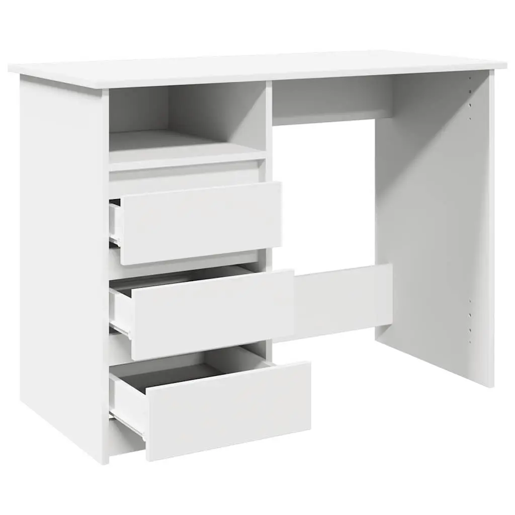 White Desk with Storage 102x50x75cm