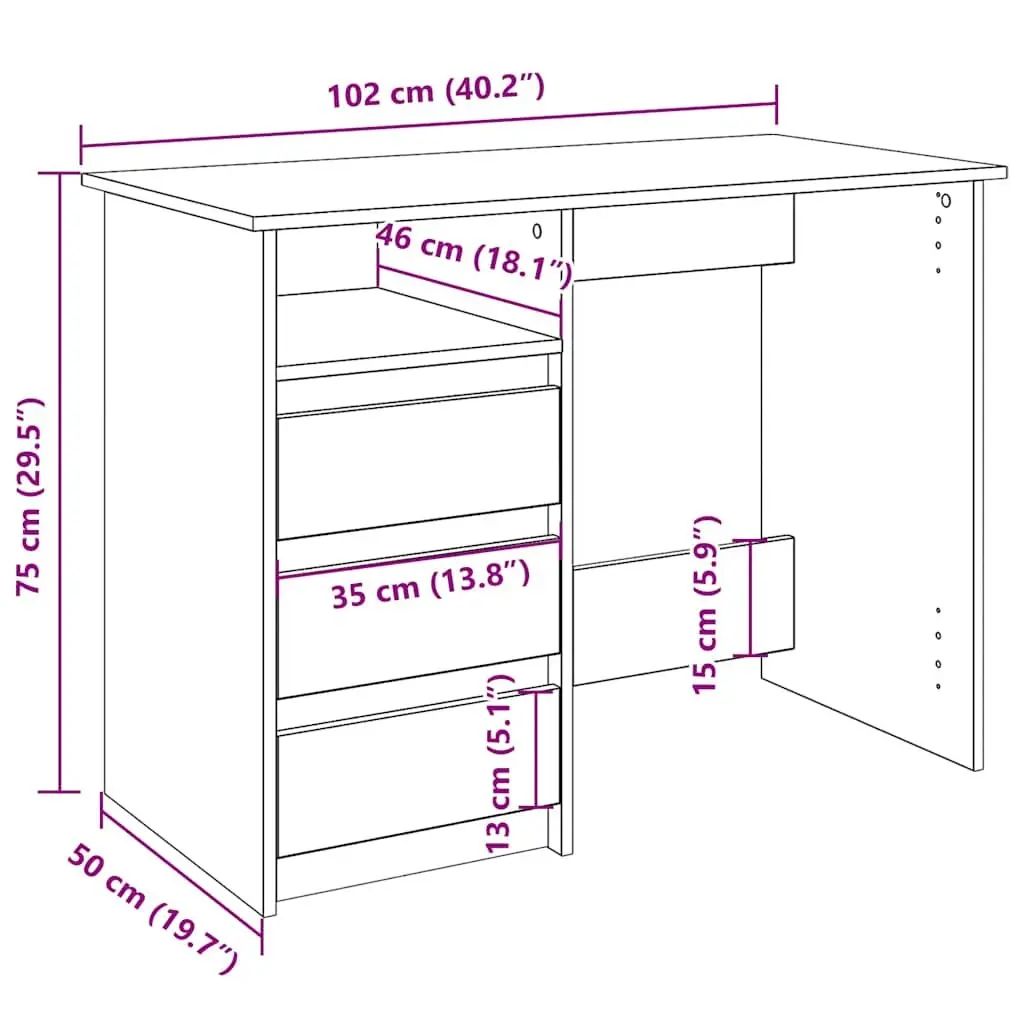 Sonoma Oak Writing Desk with Ample Workspace