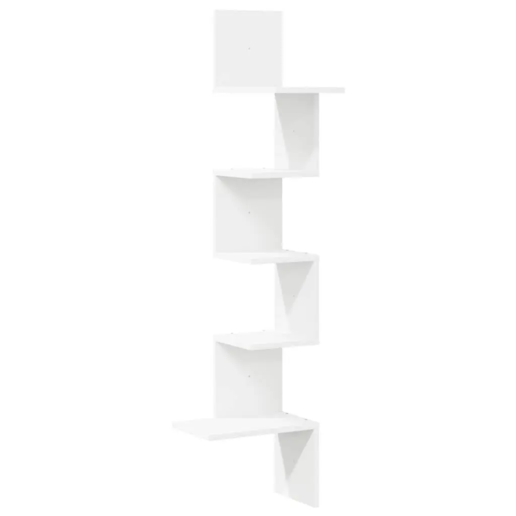 Wall Corner Shelf Storage Display Unit 32x32x127.5 cm White