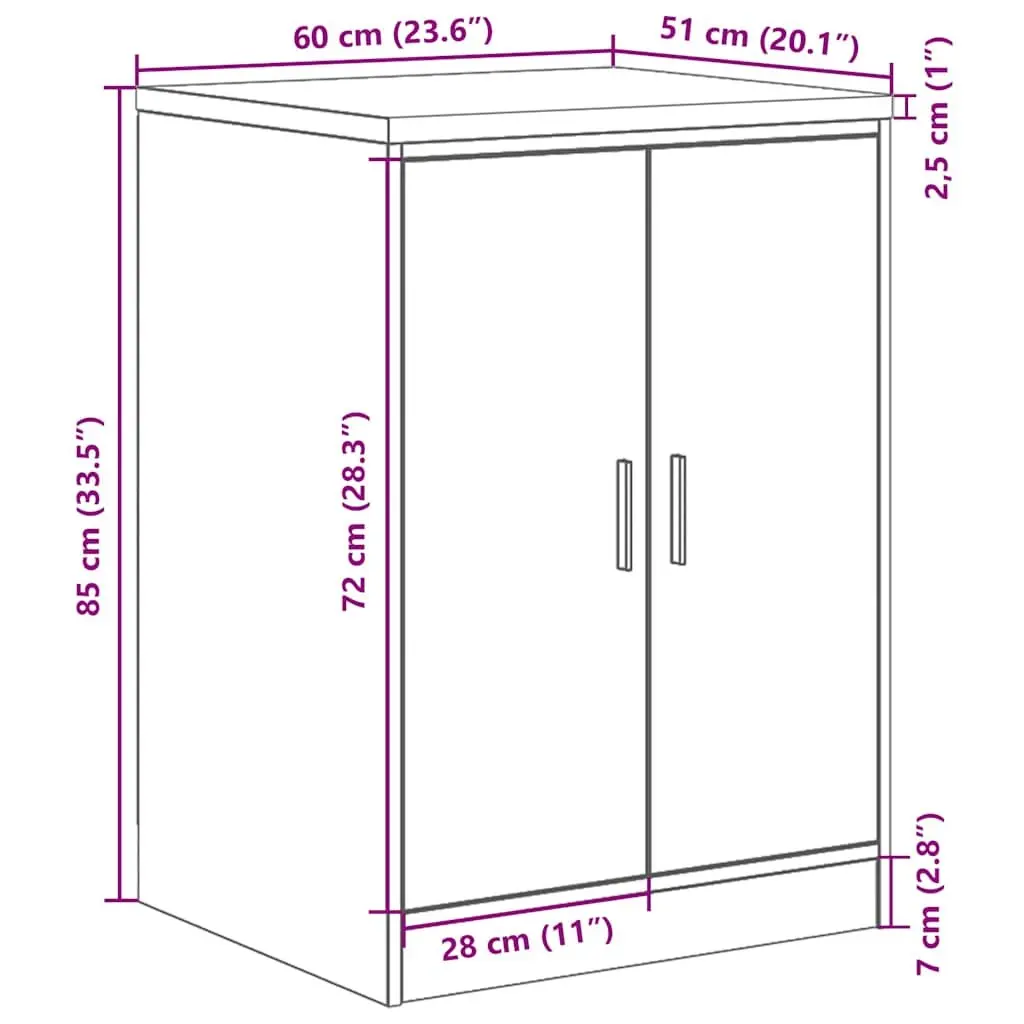 Garage Storage Cabinet Tool Organiser 60x51x85cm Brown Sonoma Oak
