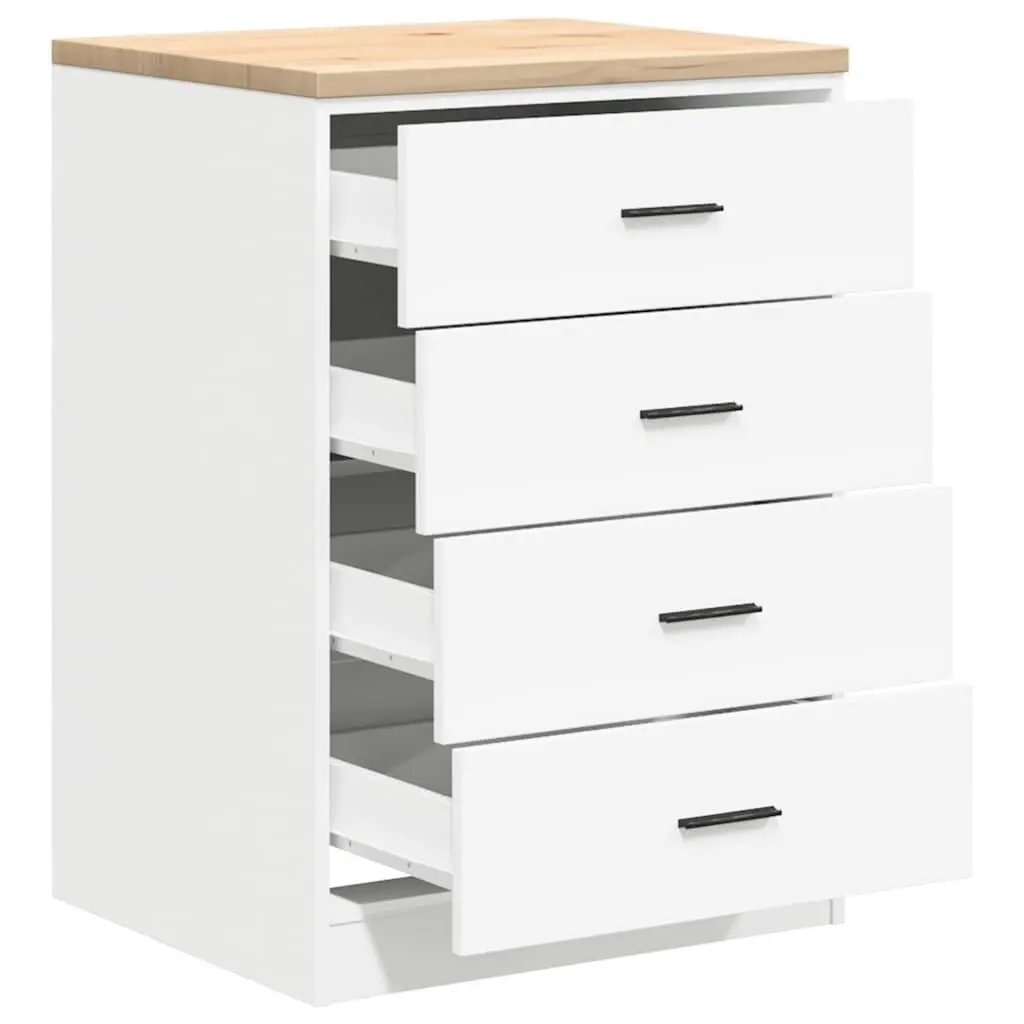 Garage Storage Cabinet Tool Cabinet 60x51x85cm White Pine Wood 4 Drawers