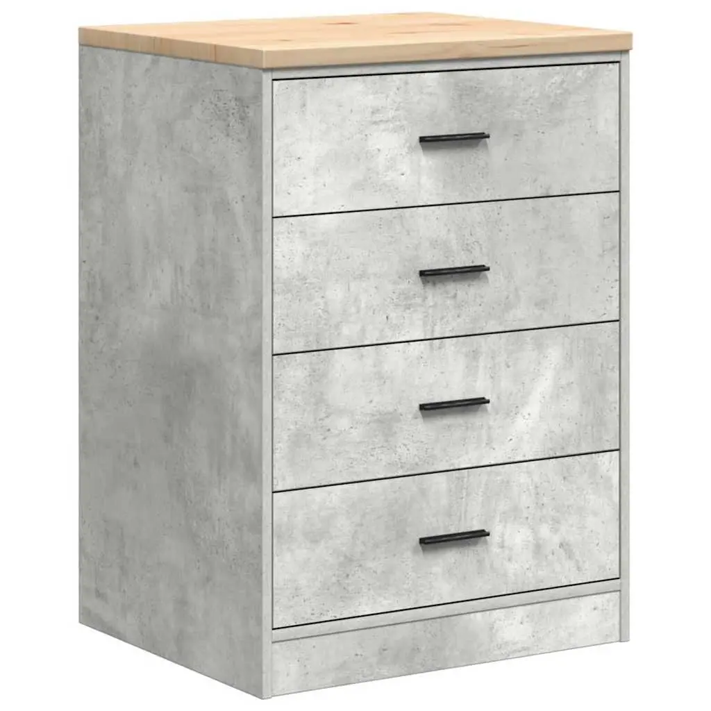 Garage Storage Cabinet Grey 60x51x85cm Solid Wood Pine Drawers