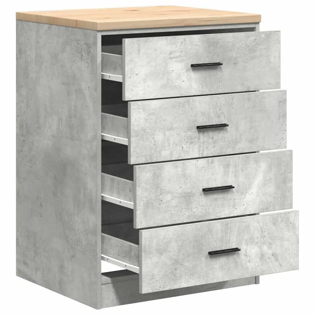 Garage Storage Cabinet Grey 60x51x85cm Solid Wood Pine Drawers