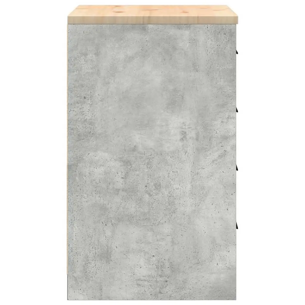 Garage Storage Cabinet Grey 60x51x85cm Solid Wood Pine Drawers