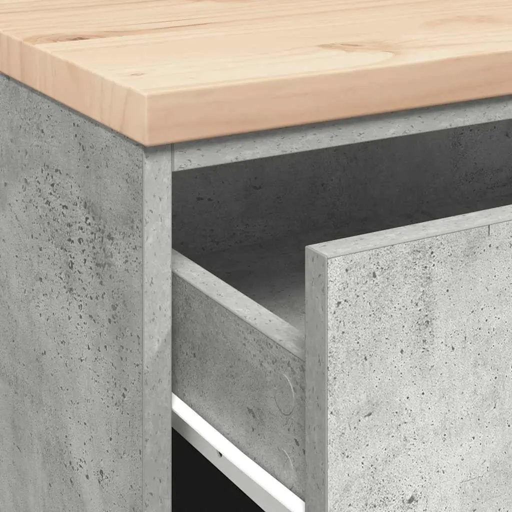Garage Storage Cabinet Grey 60x51x85cm Solid Wood Pine Drawers