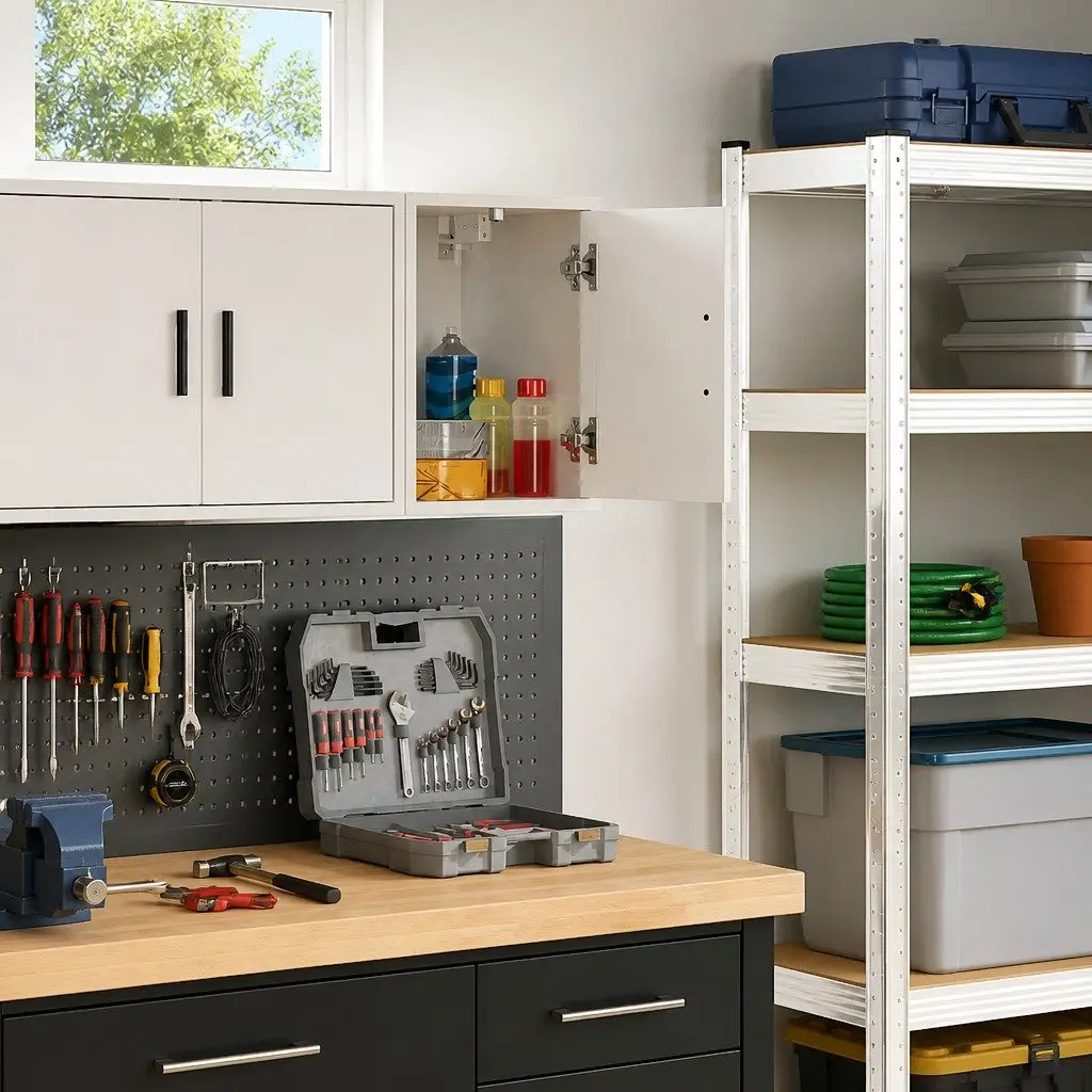 Wall Cabinet Tool Organiser White Enclosed Compartment